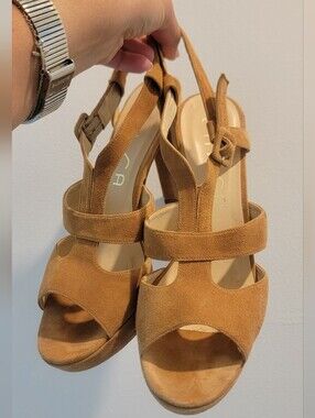 Unisa Suede Slingback Platform Sandals - Tan-beige 9